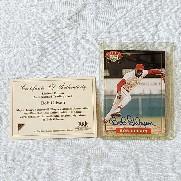 Bob Gibson Autographed 1994 Nabisco All-Star Legends Baseball Trading Card w/COA - Picture 3 of 3